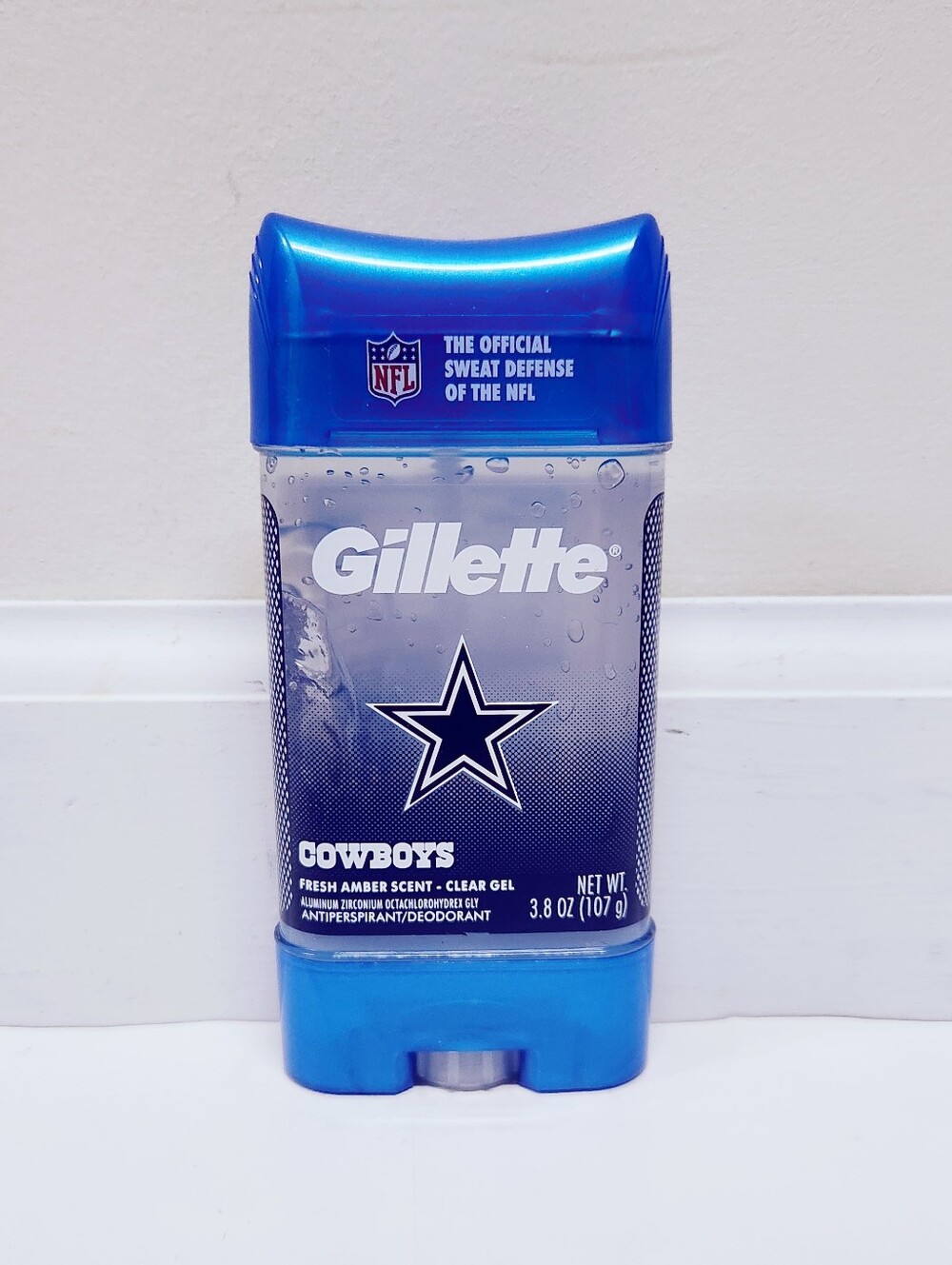 ⭐4/$15 Gillette Dallas Cowboys Clear Gel Deodorant Fresh Amber Scent